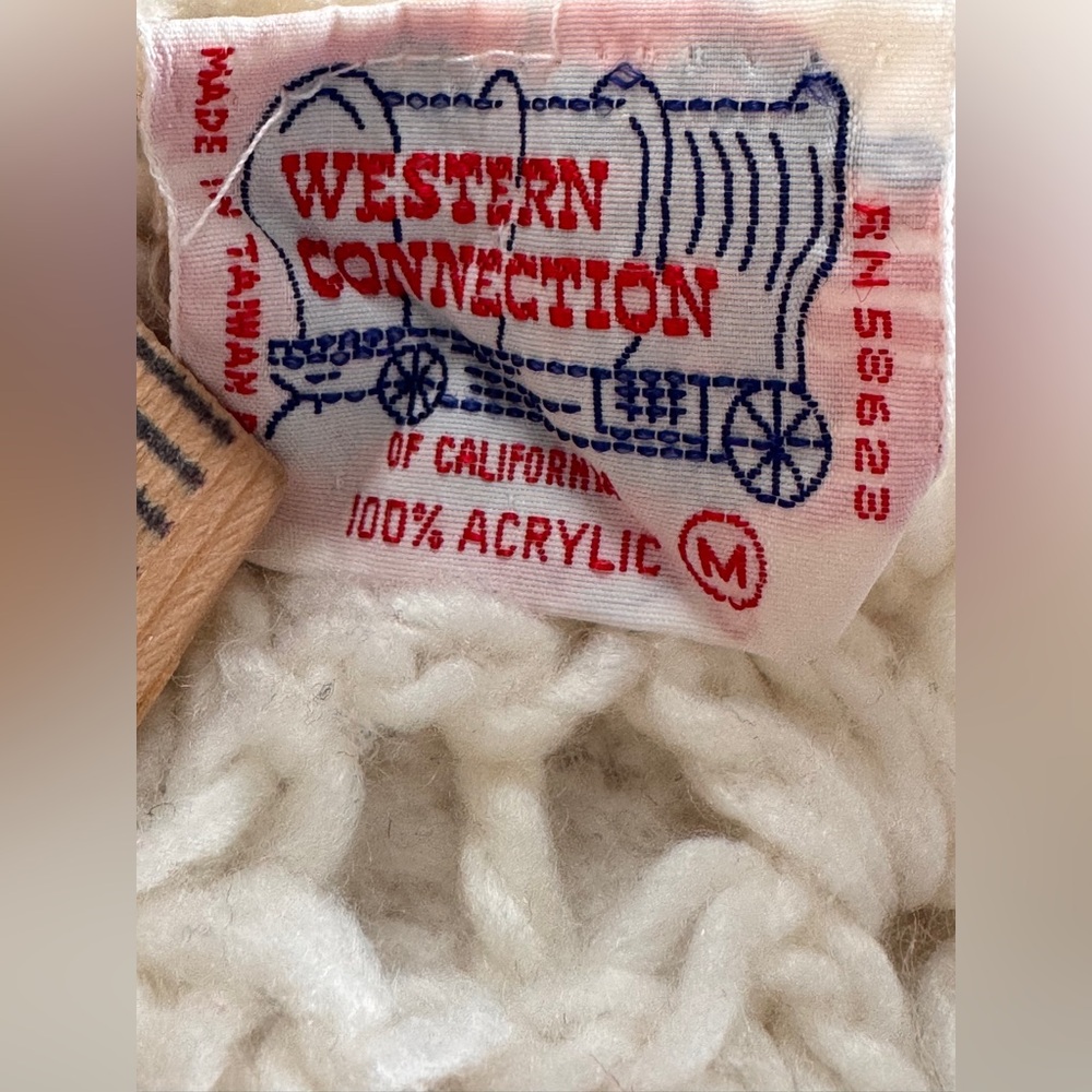 Vintage Western Connection Chunky Knit Vest Cream Boho Grandpa Core Medium - Picture 7 of 7